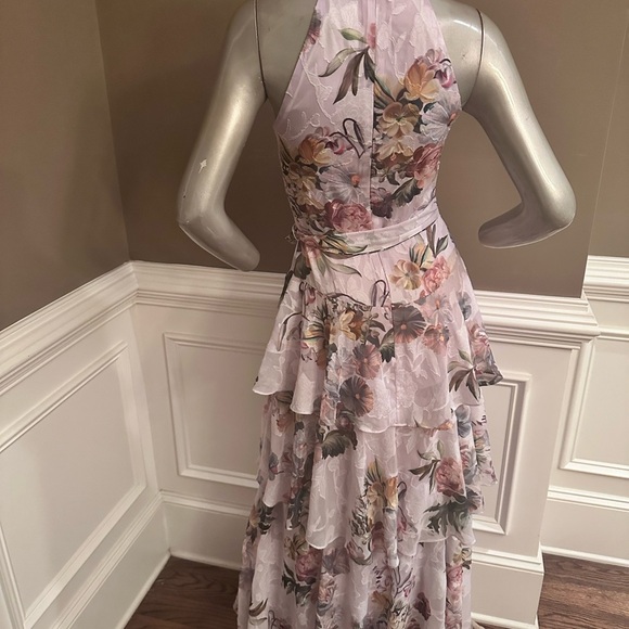 Alex Marie Tiered Ruffle Purple Multicolored Floral Pattern Maxi Dress Sz 2 - Picture 4 of 4
